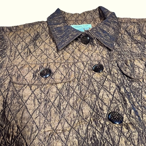 COLDWATER CREEK Copper Brown Diamond Quilted Button Front Jacket Size L - Picture 7 of 16